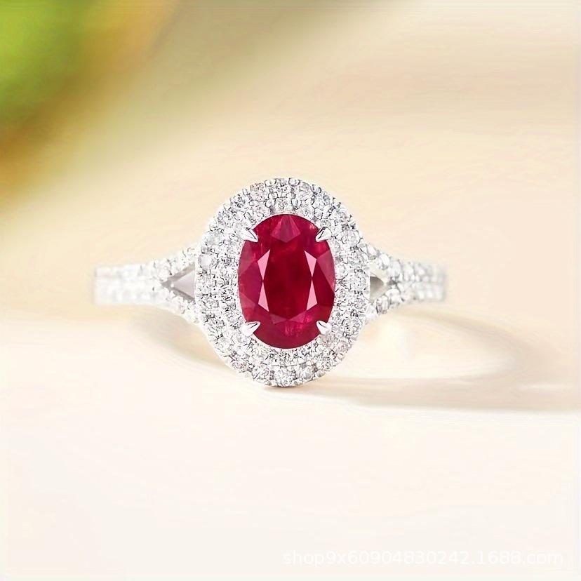 Eco-Friendly Alloy Sapphire Ruby V-Shaped Ring with Full Diamond Accents