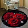 1 шт. круглый ковер с рисунком красной розы для дома, нескользящий моющийся ковер из волокна, мягкий удобный коврик для спальни, гостиной