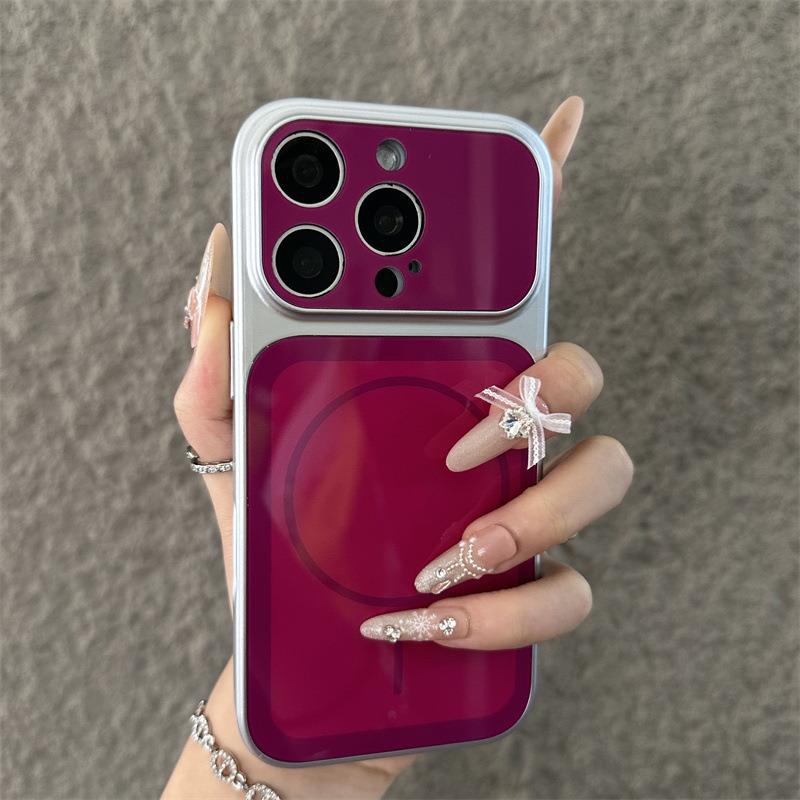 Применимо к чехлу для мобильного телефона iPhone17Pro Max однотонный тонкий держатель кольцо магнитная застежка Apple 16Pro противоударный 15 жесткий защитный чехол