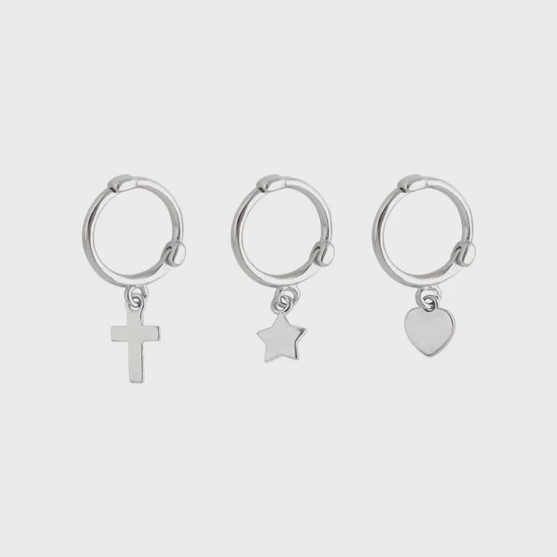 Серьги со звездой и крестом из стерлингового серебра 925 пробы: Элегантный и универсальный стиль Гонконга