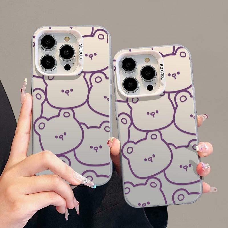 Apple 15Promax color silver 14/13/12 new creative line bear color silver mobile phone case 11pro/xs