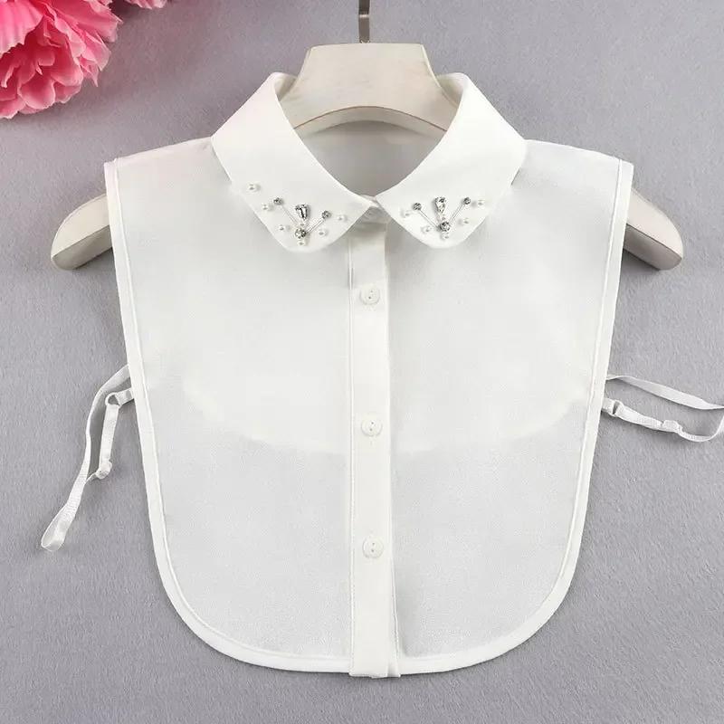 Womens Lapel Sweater Fake Collar Autumn Winter Half Shirt Detachable Collar Ladies White Shirt Lapel Blouse Tops False Collar
