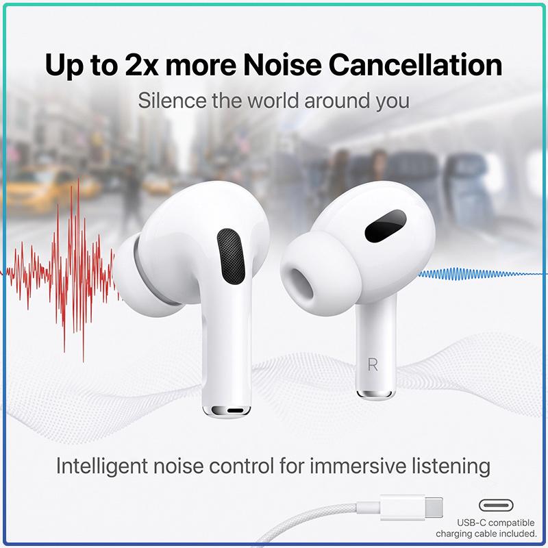 Air Pro 2 Wireless TWS Earphones Spatial Audio Touch Control IP54 Dust & Sweat Resistant Bluetooth Headset With Type-C Charging Cable 1:1