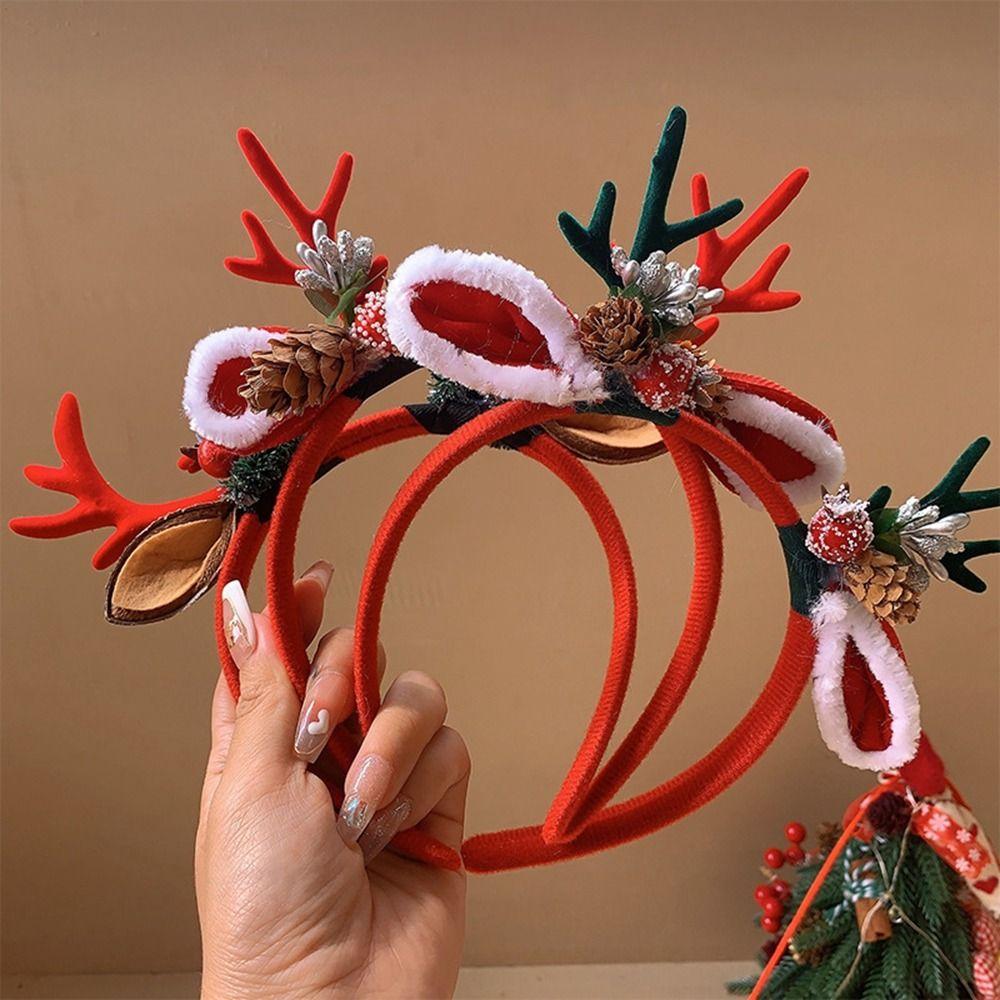 Elf Christmas Headband Elk Hair Hoop Deer Horn Hair Band Antlers Headband Men