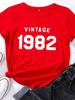 Винтажная женская футболка с принтом письма 1982 года, с коротким рукавом, с круглым вырезом, свободная, женская футболка, женская футболка, топы, одежда, Camisetas Mujer