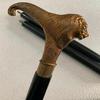 Antique Brass Sliver Lion Head Handle Victorian Wooden Walking Stick Cane