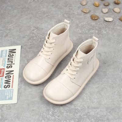 Осенне-зимние лесные стильные высокие полусапожки со шнуровкой и круглым носком, модные повседневные удобные полусапожки с плоской подошвой,