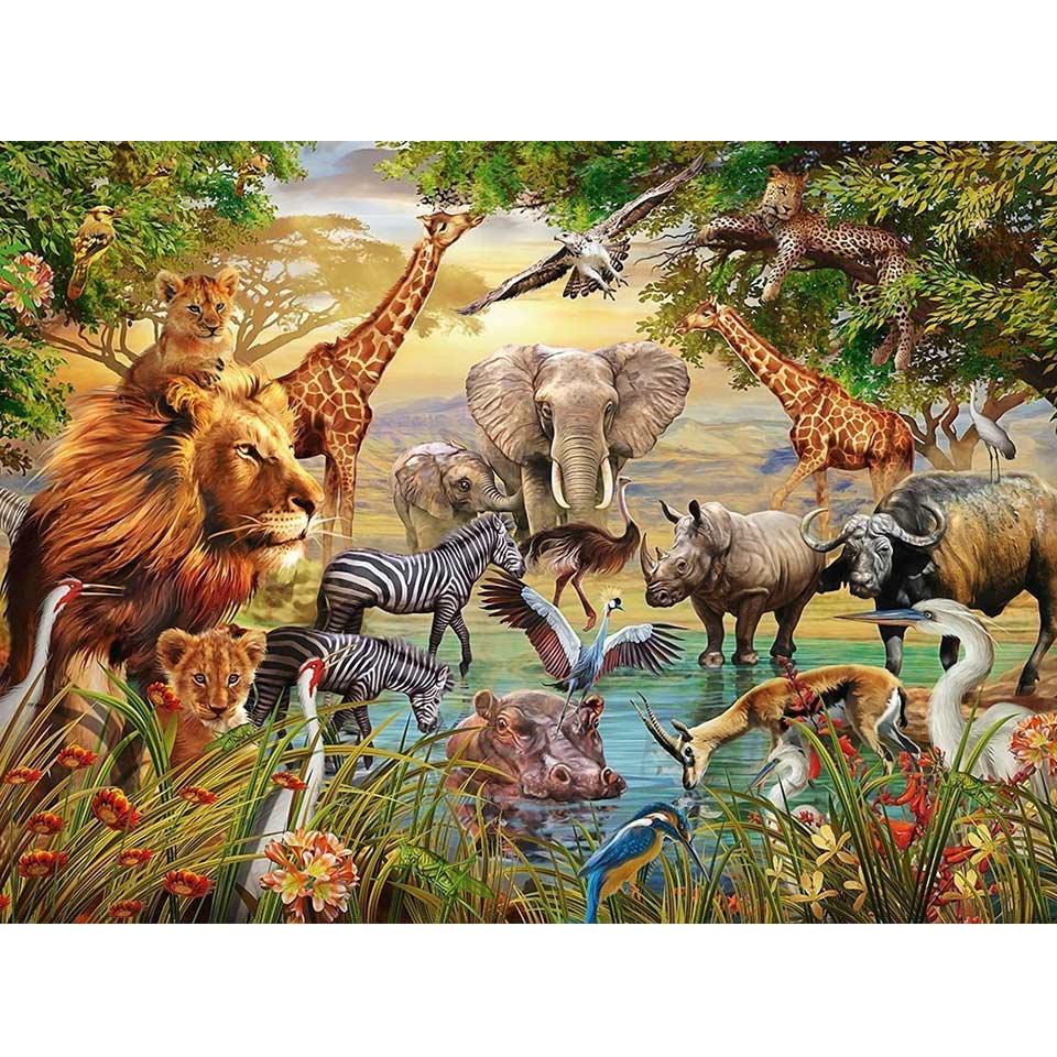 Full Round Drill 5D DIY Diamond Painting Zoo Animals Embroidery Cross Stitch
