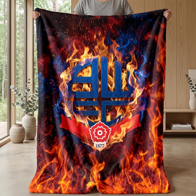 Bolton Wanderers FC Soft Flannel Fleece Blanket Lightweight Cozy Warm Throw Blanket For Sofa Bed Home Decor