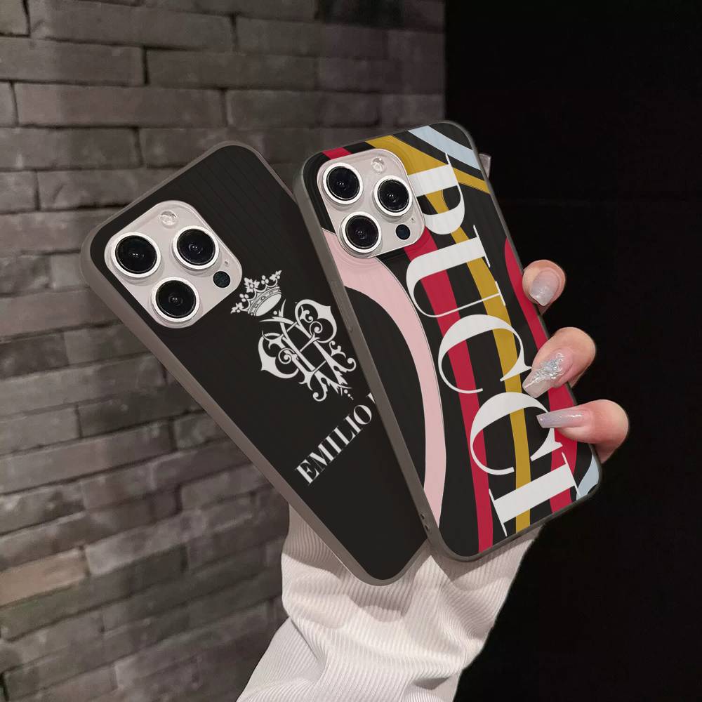 E-Emilio Logo Pucci For IPhone 17 16 15 11 12 13 14 Pro Max Plus Pro Corrugated Translucent Back Phone Cover