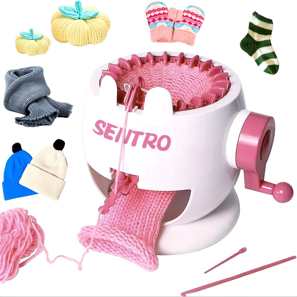 [Portable Knitting Machine] Manual Knitting Machine - Portable,Rotating Double Needles for Beginners & Experts,Compact Knitting Board for Hats,Scarves