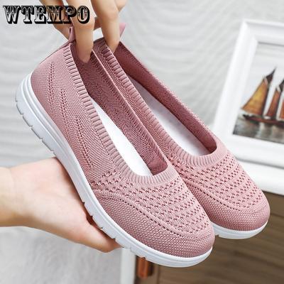 Туфли из ткани для женщин на осень с неглубоким носком и плоской подошвой, туфли для мам One Foot Kick