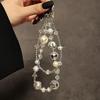 Short Mobile Phone Lanyard Luxurious Pearl Crystal Diamond Bead Hand-Held Double Chain Wristband Phone Case Hanging Decoration