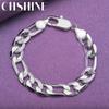 CHSHINE 925 стерлингового серебра 12 мм боковой браслет-цепочка для женщин мужчин свадебная вечеринка изысканные модные ювелирные изделия с шармом