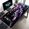 Большой игровой коврик для мыши с изображением японской сакуры, черный, фиолетовый, расширенный, нескользящий коврик для стола для ноутбука, клавиатуры, мыши