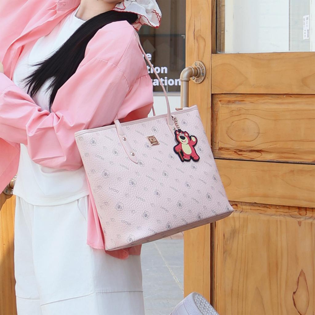 New Disney Strawberry Bear Series PVC Tote Bag, Shoulder Bag Women's Pink BMK-72609P