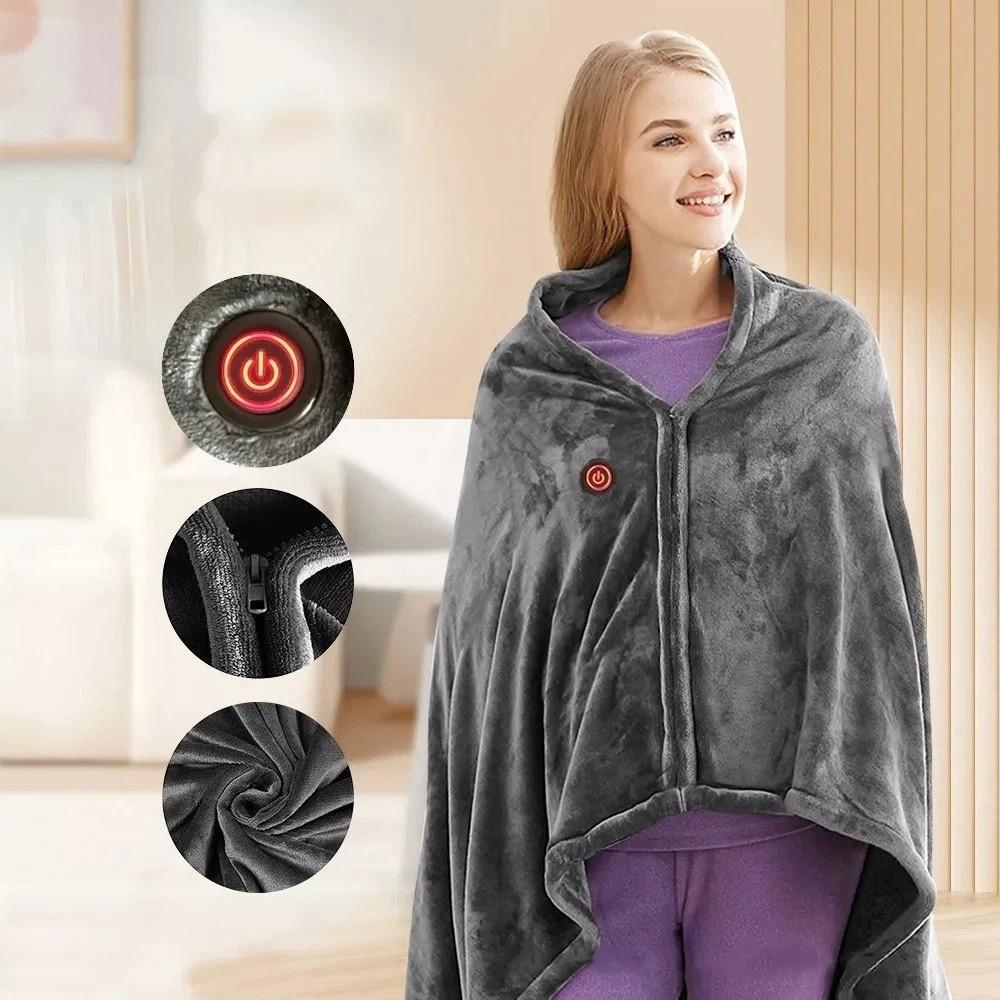 3 Heated Level Heating Blanket Coral Velvet Electric Blanket Heated Pad USB Heating Shawl  Travel