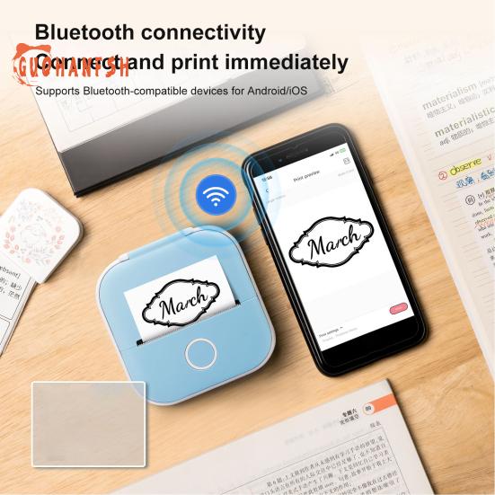 Мини-карманный принтер, быстрый беспроводной портативный термопринтер для наклеек, этикеток, альбомов, печать без чернил