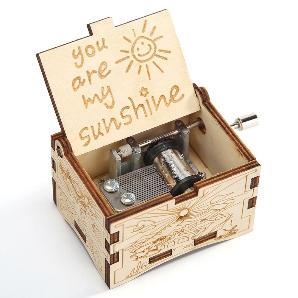 You Are My Sunshine Hand Cranked Music Box Vintage Classic Wooden Melody Box Christmas Decor Decorative Music Box Birthday Gift