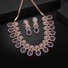 Gorgeous Rose Gold Plated CZ Necklace for Women with Blue Crystals