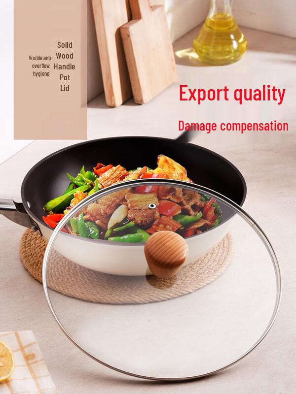 Universal Tempered Glass Pot Lid with Beech Wood Handle