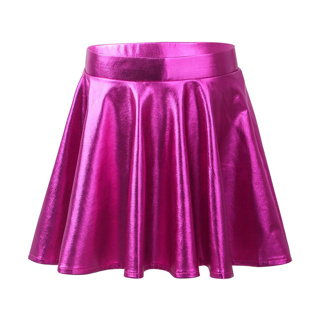 Girls Metallic Dance Pleated Skirts Ballet Tutu Skirts Modern Dance A Line Skirts Performance Skorts