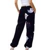 Женские повседневные брюки с принтом на Хэллоуин, эластичные брюки с завязками на талии