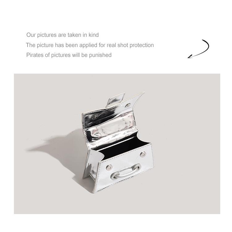 IELGY Женская серебряная цепочка маленькая квадратная сумка, лакированная кожа маленькая квадратная сумка текстура портативная сумка-мессенджер