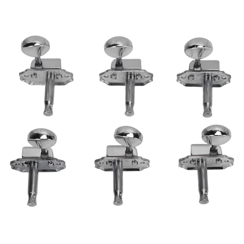 6 шт. Колки для настройки гитарных струн Металлические колки Ключ Машинная головка Комплект для акустической электрогитары Серебристый
