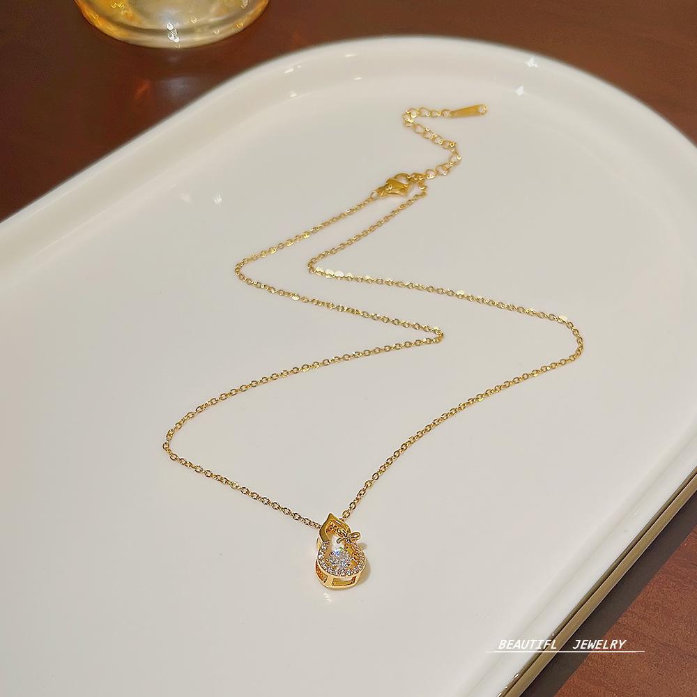 Ожерелье из титановой стали, женская счастливая тыква, ключичная цепочка, бьющееся сердце, простые и холодные разговоры о ветре, умный кулон, прилив