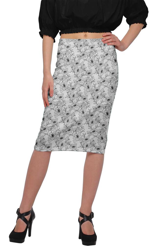 Moomaya Poly Spandex Skirt Printed Pencil Skirt Plus Size Summer Wear