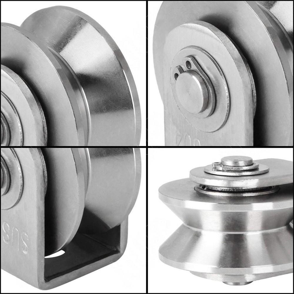 Corrosion Resistant V Sliding Gate Roller Wheel 304 Stainless Steel Pulley  Material Handling