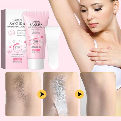Крем для удаления волос Sakura 50 г со скребком, не вызывает раздражения кожи, не оставляет черных точек на ногах и подмышках