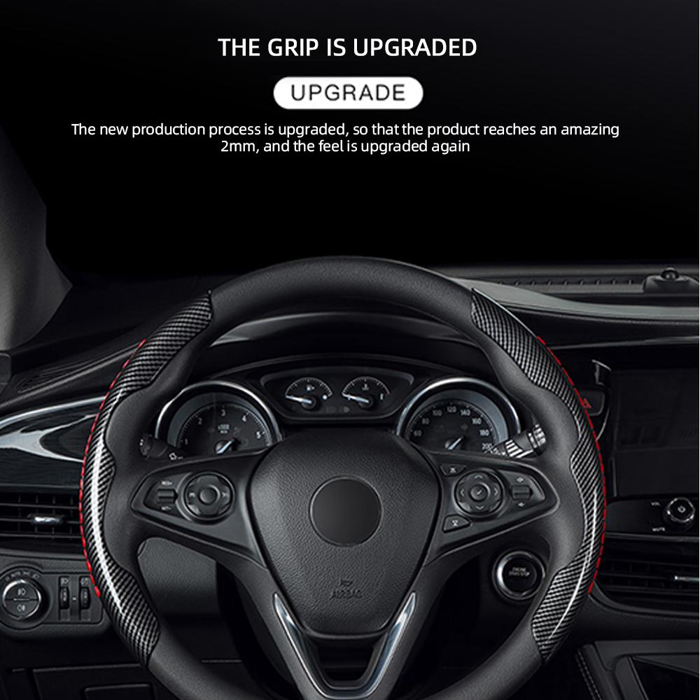 1 пара автомобильных чехлов на руль 38 см, нескользящий силиконовый чехол для рулевого управления, углеродное волокно/матовое украшение интерьера