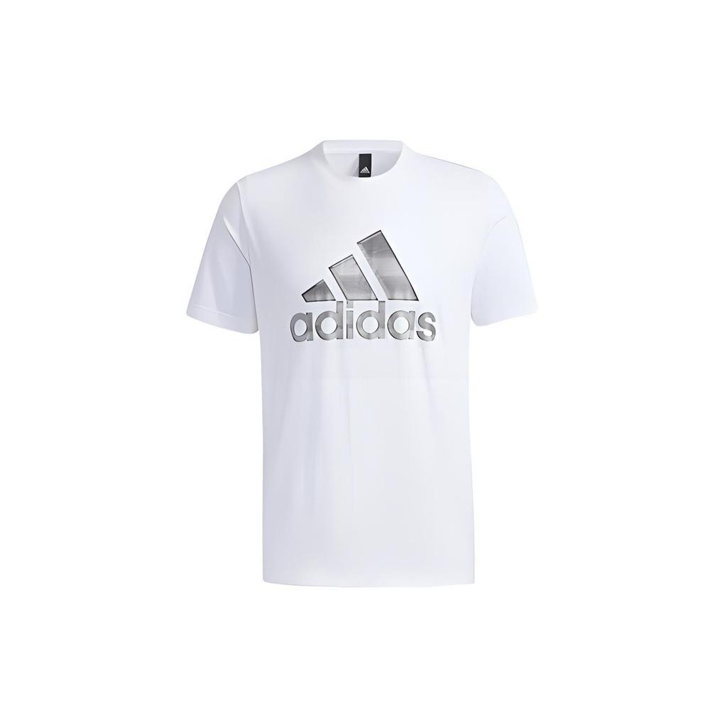 adidas Футболки Мужские Белые С Круглым Вырезом Умеренный Прямой Крой GP0973