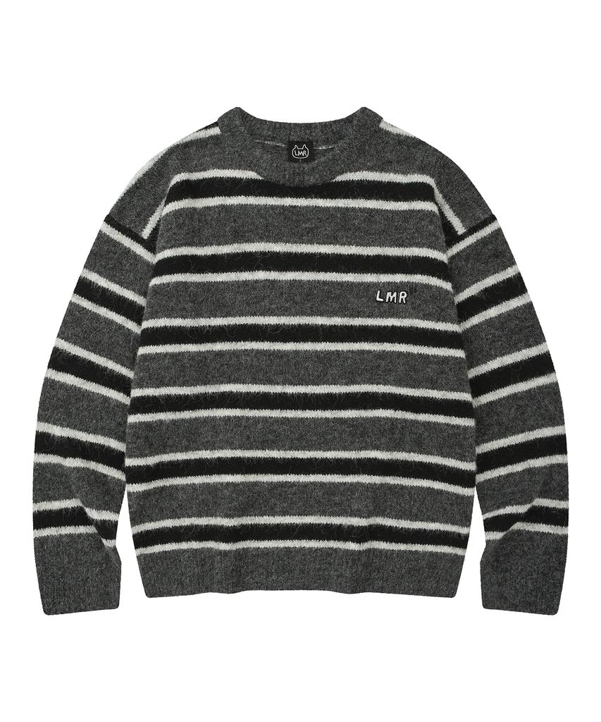 LMR Hairy Stripe Pullover Knit Dark Grey