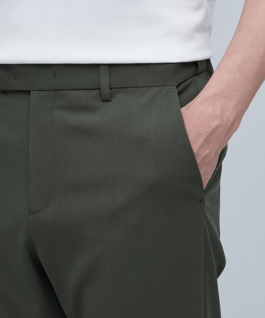 MUSINSA STANDARD Lightweight Relaxed Tapered Hidden Banding Crop Slacks [Dusty Khaki]