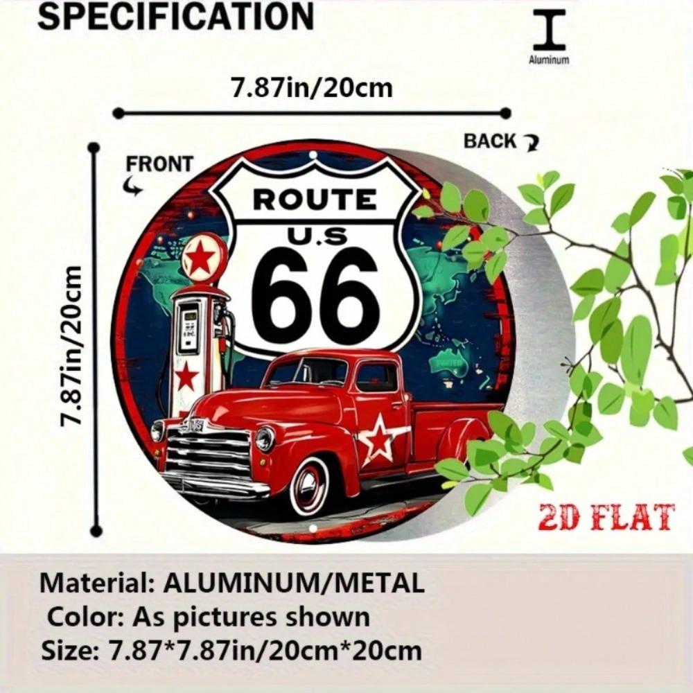 Винтажная металлическая настенная вывеска 'Route 66 Classic Truck Gas Station' для бара
