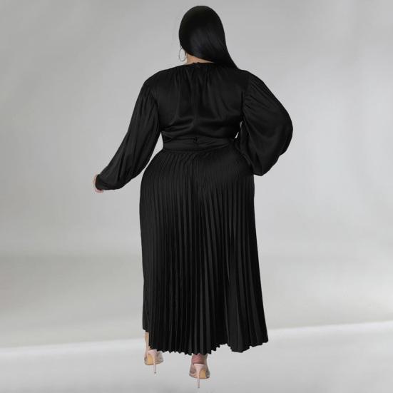 Женское платье с круглым вырезом и рукавами-фонариками, большого размера, макси-платье с высокой талией