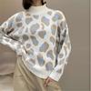Winter Women's Sweater Leopard Print Animal Basic White Turtleneck Oversize Jumper Vintage Warm Knitted Sweaters for Women