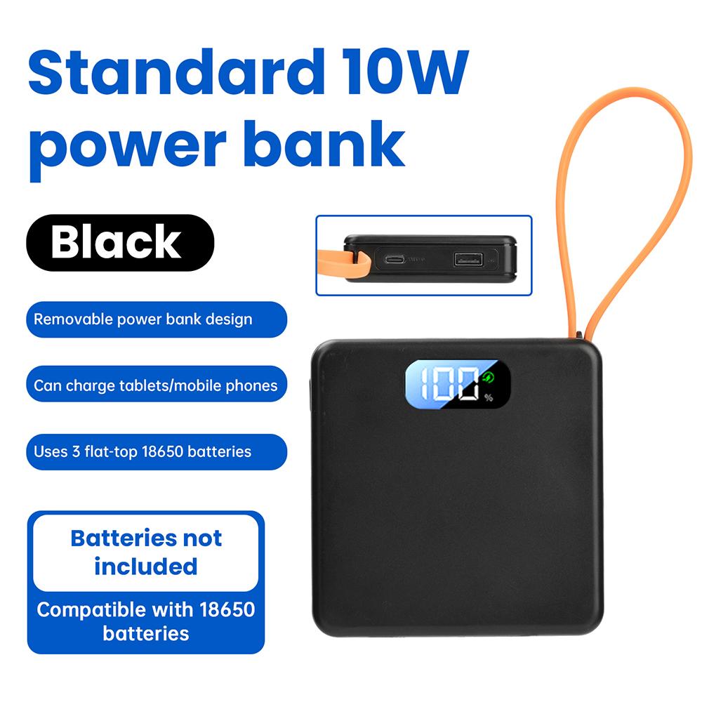 Набор для сборки Power Bank 10 Вт 22,5 В Быстрая зарядка, Конструкция без пайки с корпусом на 3 аккумулятора 18650, Портативный корпус блока питания