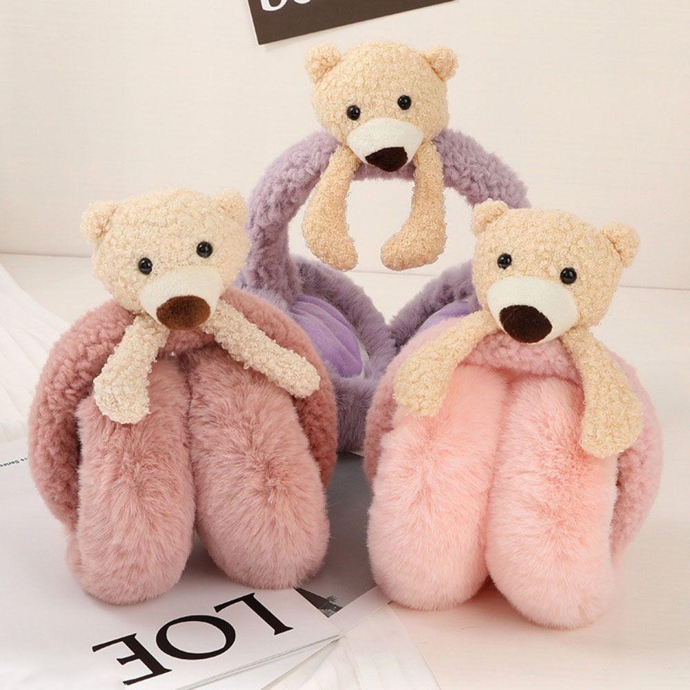 Soft For Children Stuffed Funny Unisex Female Ear Flap Bear Shape Earwarmer Cute Cartoon Earmuff