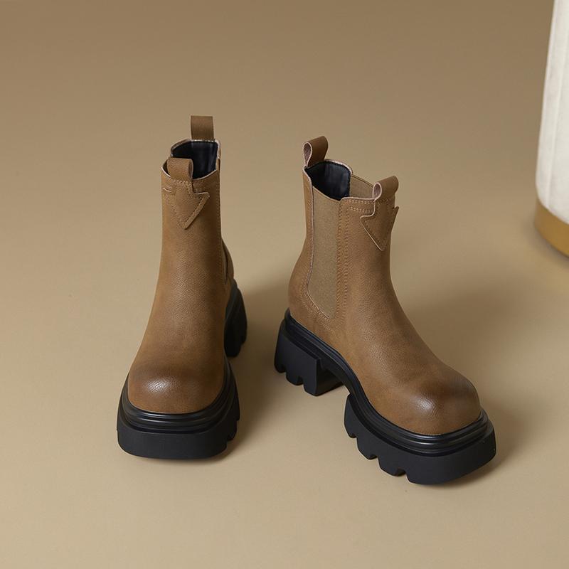 Fashion AIYUQI 2025 New Women's Chelsea Boots Thick-soled Slip-on Women Chimney Boots Large Size Fashion Female Ankle Boots