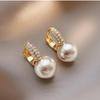 Серьга-кафф с жемчугом и стразами: Изящные серьги в корейском стиле для женщин