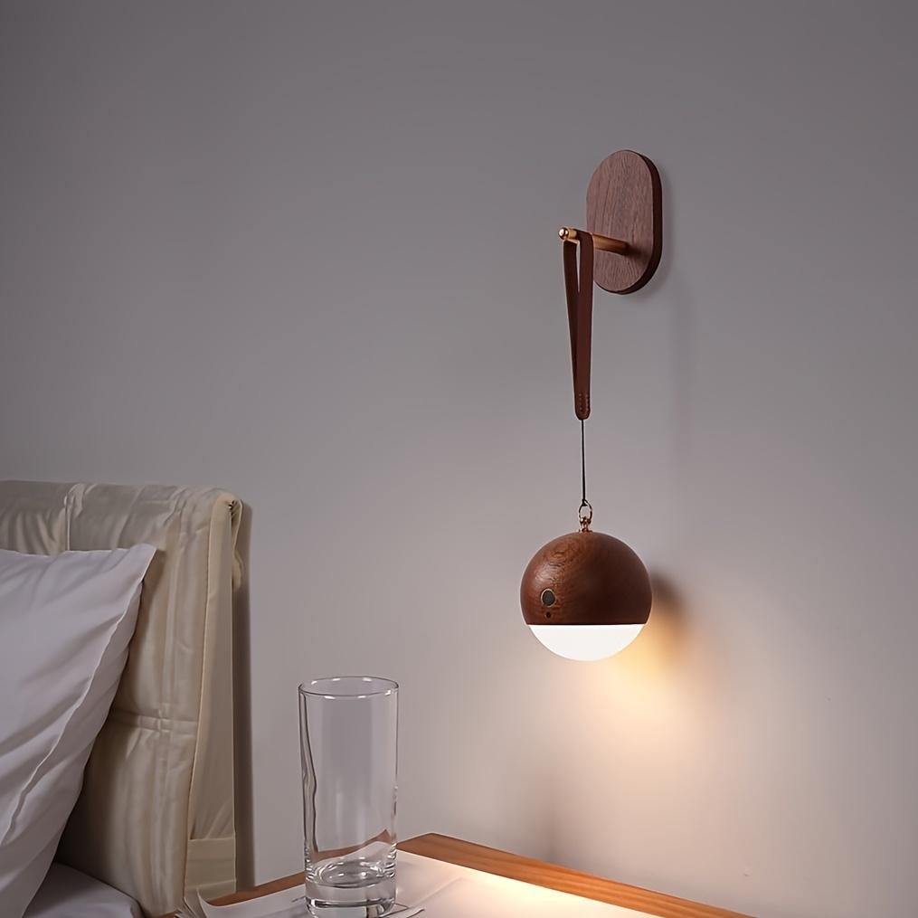 1PC Solid Wood Creative Night Light, Voice Control + Touch Dimming, Dual-purpose USB Charging