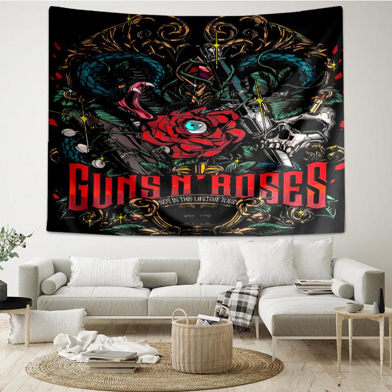 Guns rock band Artwork Tapestry, Unique Design Tapestry, Wall Decor for Bedroom,Livingroom, Playroom,Heartwarming Fan Holiday Gifts