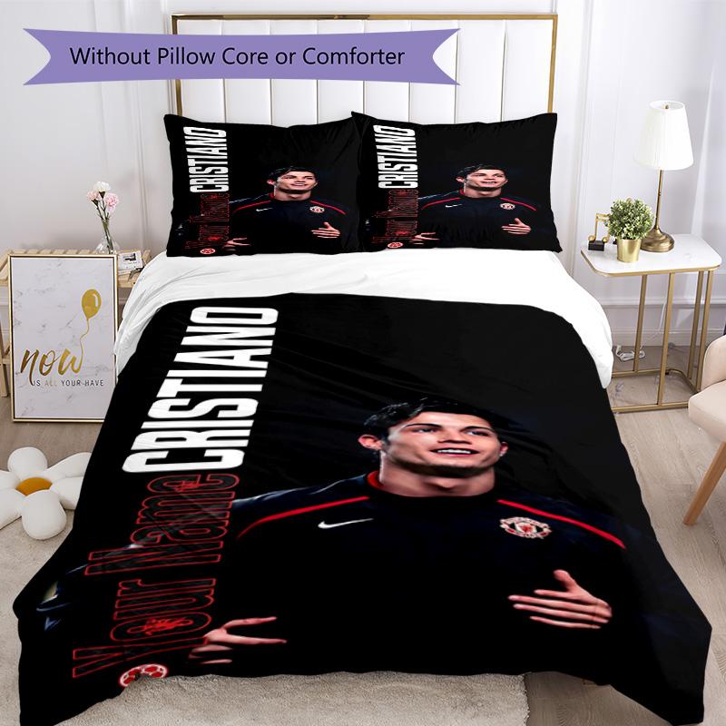 Cristiano Ronaldo Customize Text Bed Linens Design for Bedrooms Breathable Duvet Cover Home Decor Perfect Gift for Friends & Family