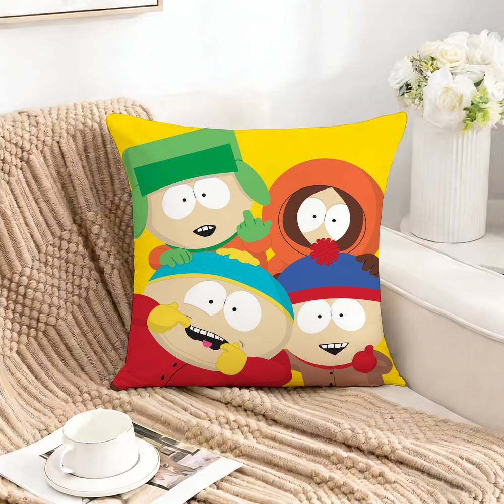 SSouth Cartoon PParksp Pillow Case Square DoubleSided Sofa Cushion Cover Bedroom Bedside Pillow
