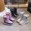 Kid's Warm Boots Student Anti Slip Winter Boots Boy's Thick Warm Cotton Shoes Girl's Plush Outdoor Wear-resistant Pink Boats
