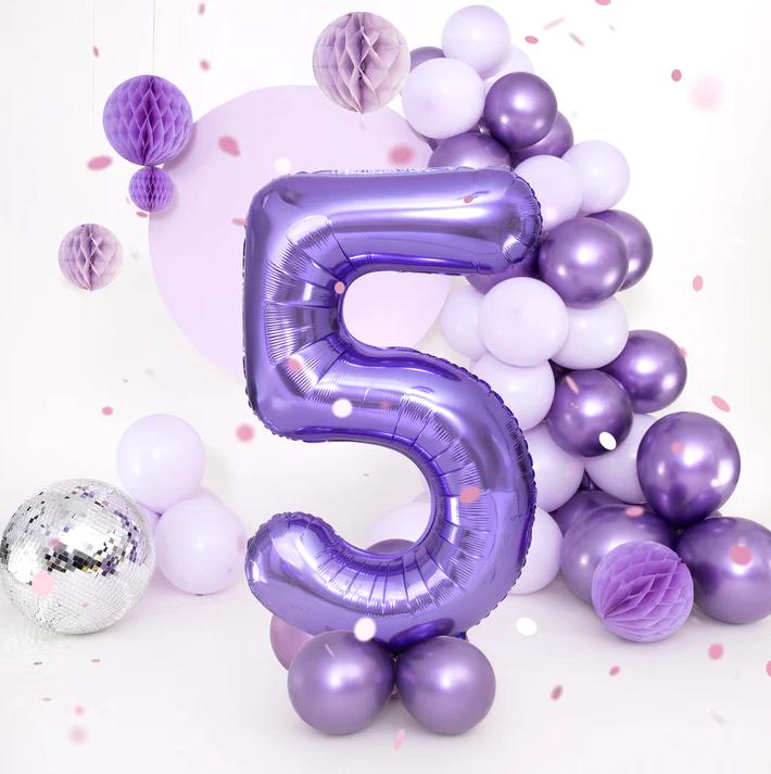 Foil Balloon Number 5 Purple 100cm